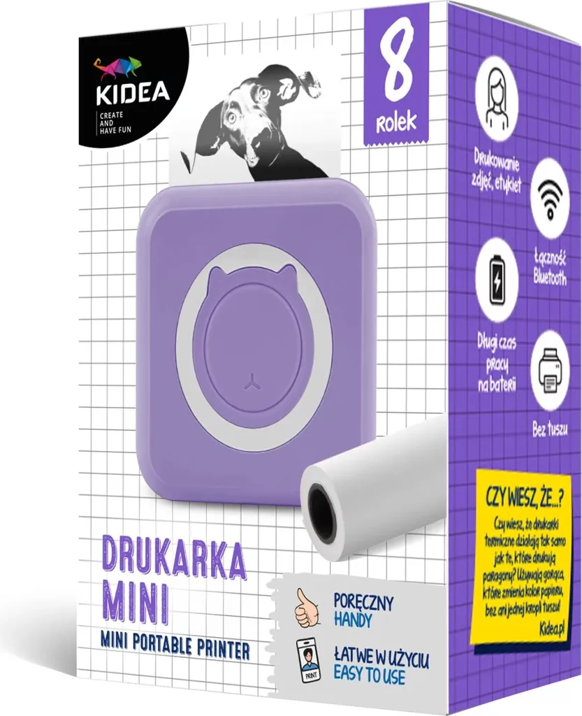 Mini Imprimante Thermique Lila Kidea Idéale pour Notes et Scrapbooking