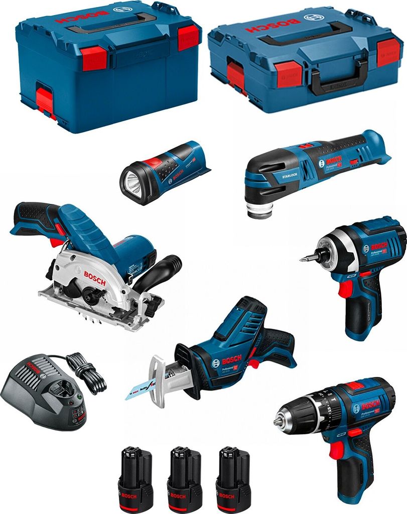 BOSCH Kit 12V BMK6-28BD3 (GSB 12V-15+GDR 12V-105+GKS 12V-26+GOP 12V-28+GSA 12V-14+GLI 12V-80+3 x 2,0Ah+GAL1230CV)