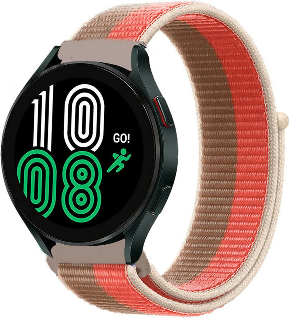 Strap-it Samsung Galaxy Watch 4 44mm Nylon Armband (Rosa Pomelo)