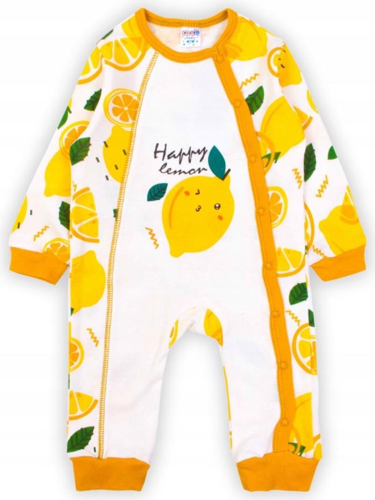 Baby Strampler – Größe 74/80 (6–12 Monate) – Weiß mit Zitronenmotiv – 100% Baumwolle – Bequem und atmungsaktiv