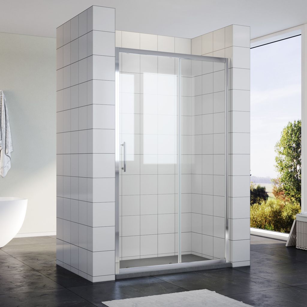 SONNI 120x185cm Porte coulissante douche verre clair Paroi Image du produit 