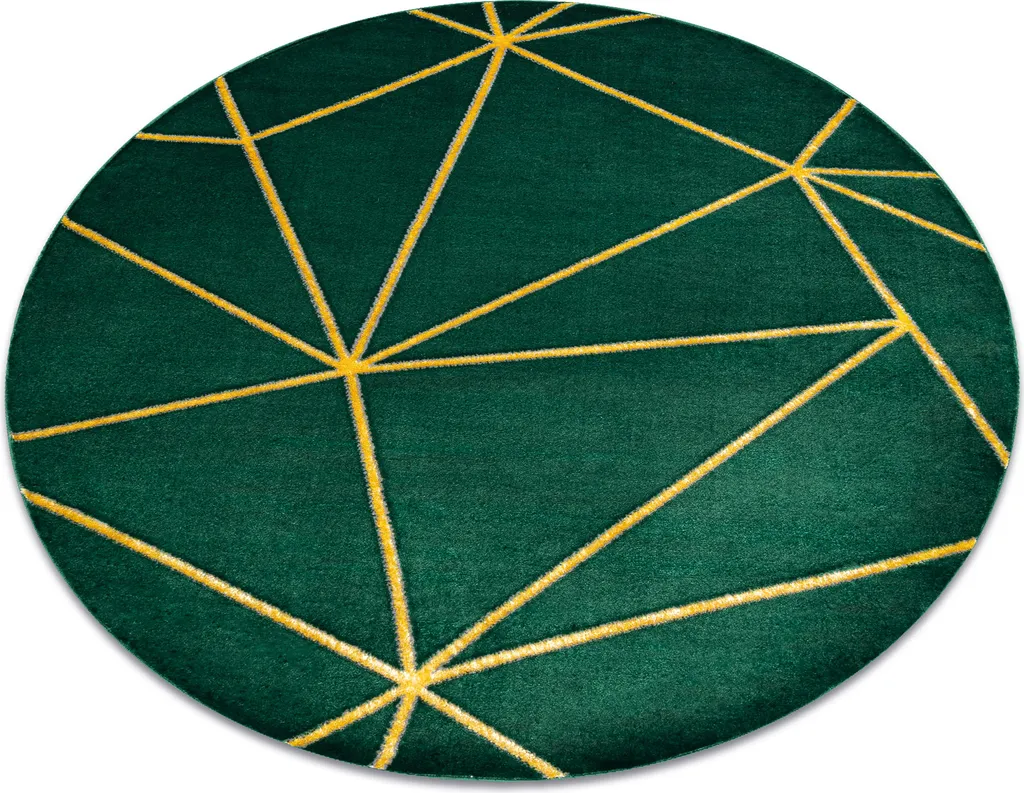 Tapis Géométrique Vert Bouteille et Doré 200 cm au Design Chic Exclusive