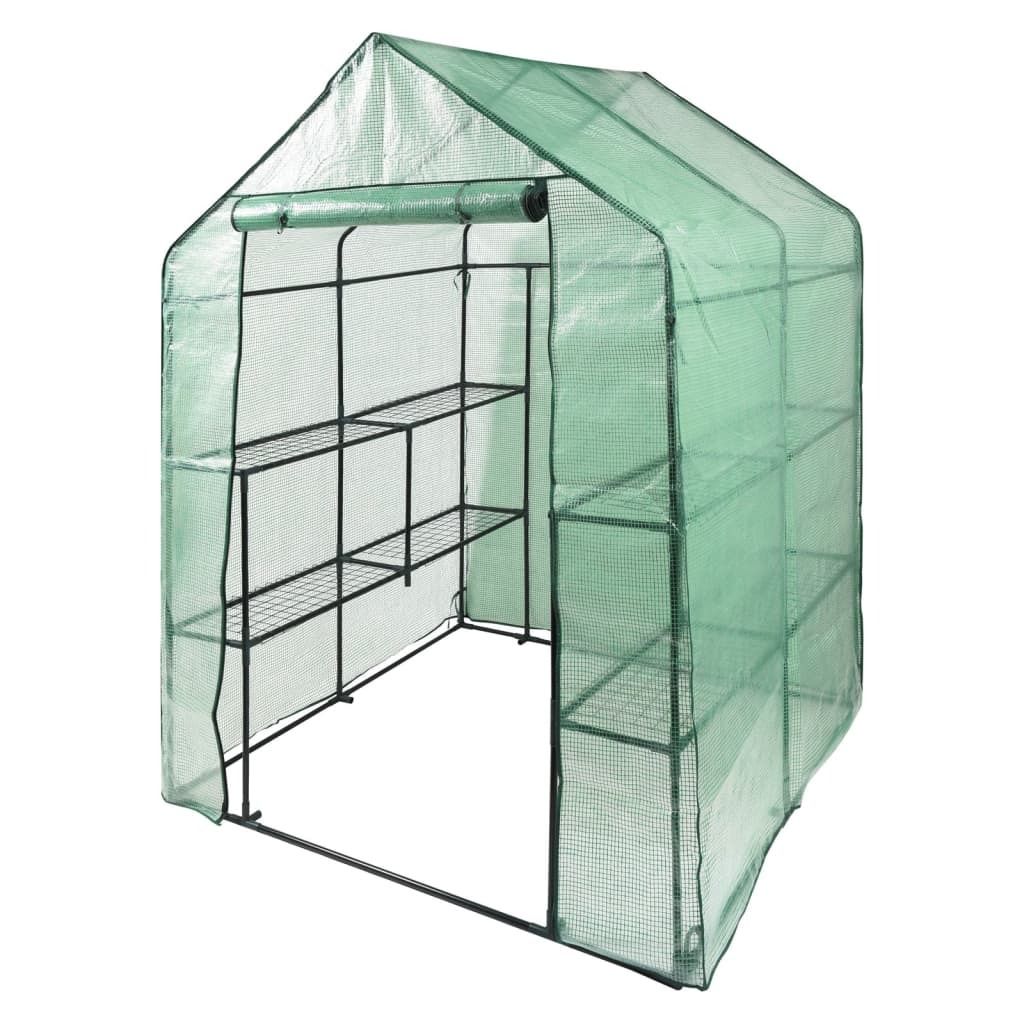 FLO Gewächshaus mit 8 Ablagen 143x143x195 cm Grün und Schwarz