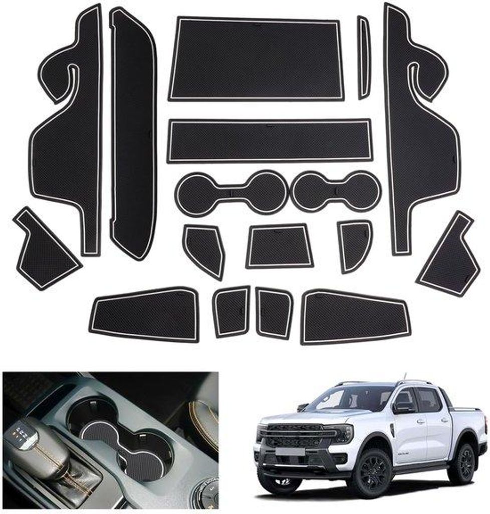 Ford Ranger T9 Antirutschmatten, Elektronische Bremsassistent, Mittelkonsole, Weiß, 2024 Zubehör