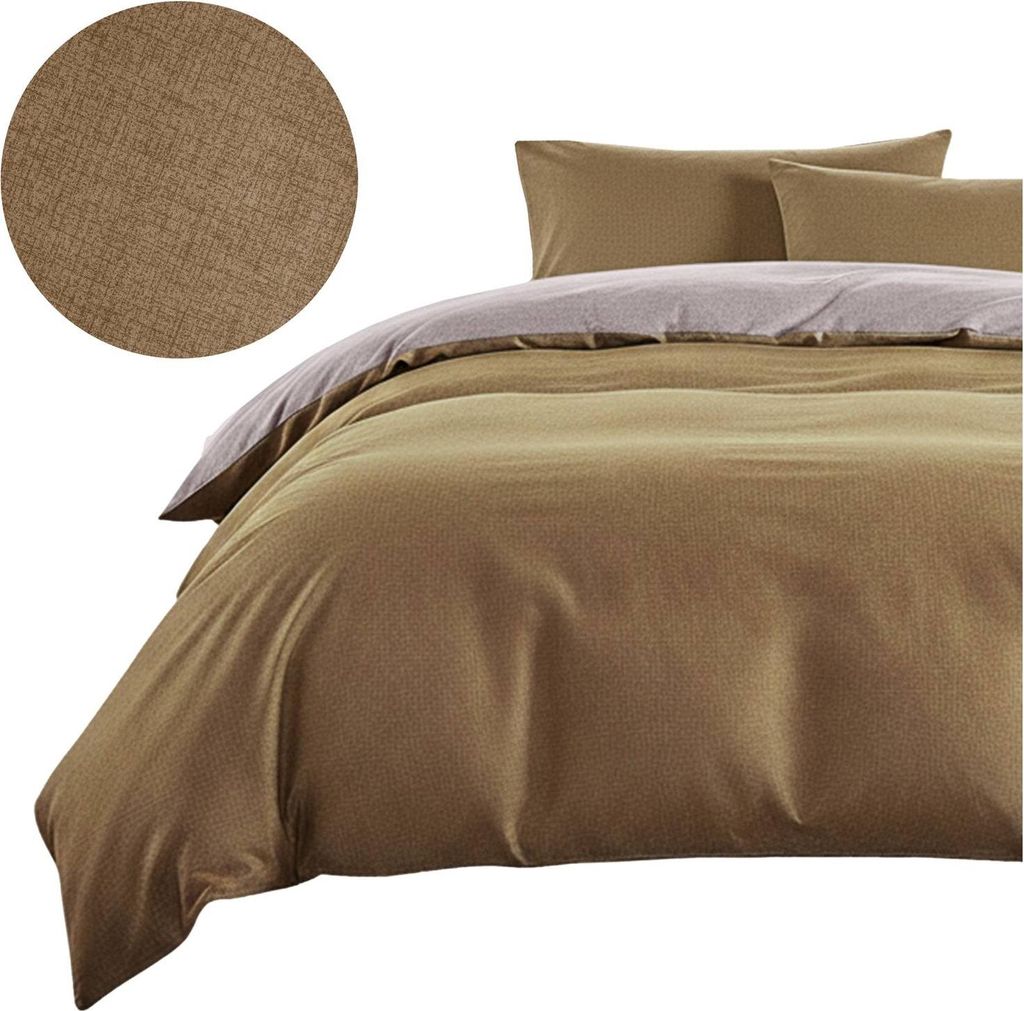 Domarex Bettwäsche-Set 160x200 cm mit 2 Kissenbezügen 70x80 cm – Satin-Mikrofaser, Weich, Wendbar, Premium, Natürliche Taupe