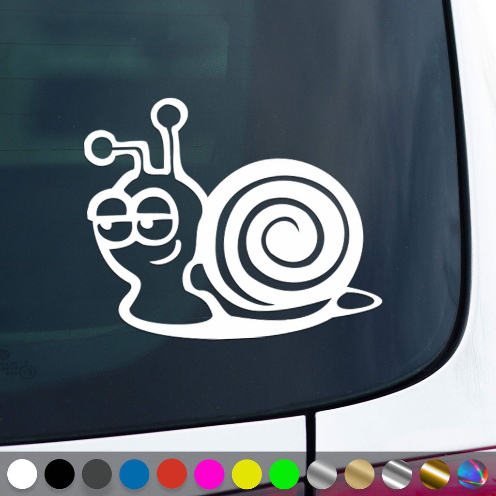 PantherPixel Schnecke Aufkleber Schnell Geschindigkeit Langsam Sticker Auto Geschenkidee Farbe Weiss