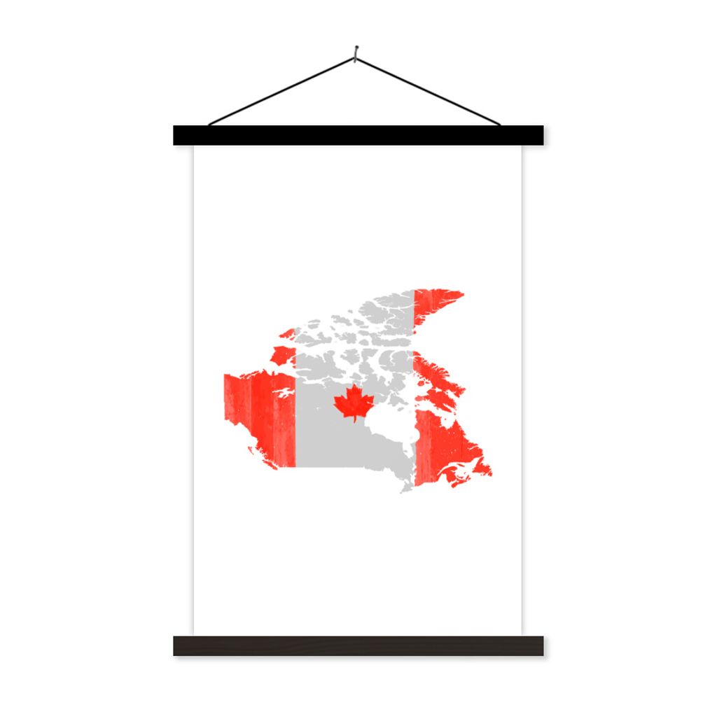 MuchoWow Textilposter Kanada - Flagge - Karte 120x180 cm mit schwarzem Rahmen - Fotos