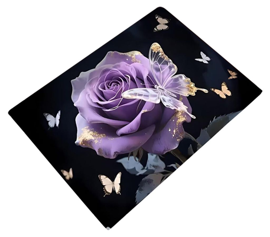 3D-Rosen-Fußmatte mit Blumenmuster, rutschfest, realistische Rosen und Schmetterlinge, Badezimmerteppich für Eingangsbereich, Schlafzimmer und Wo...