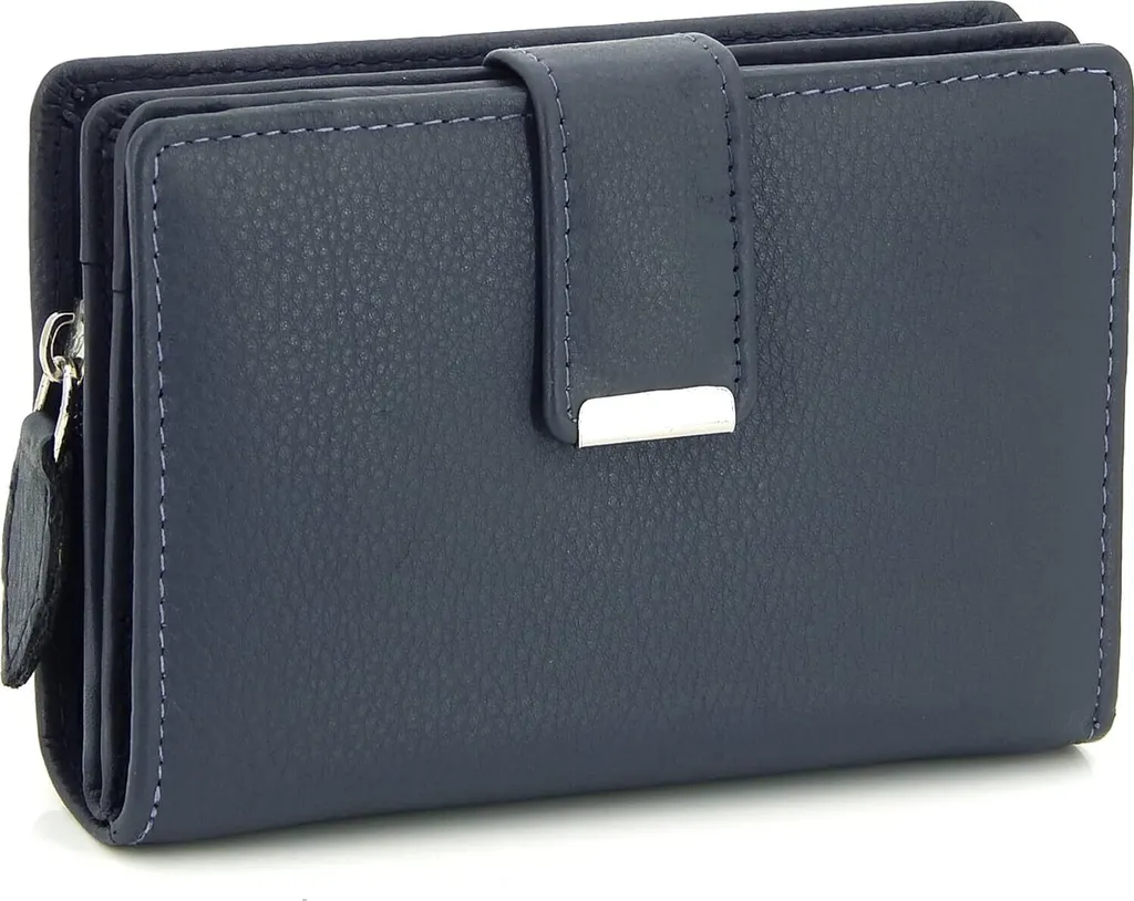 Portafoglio da donna in morbida pelle con protezione RFID - Portafoglio da donna (Navy)