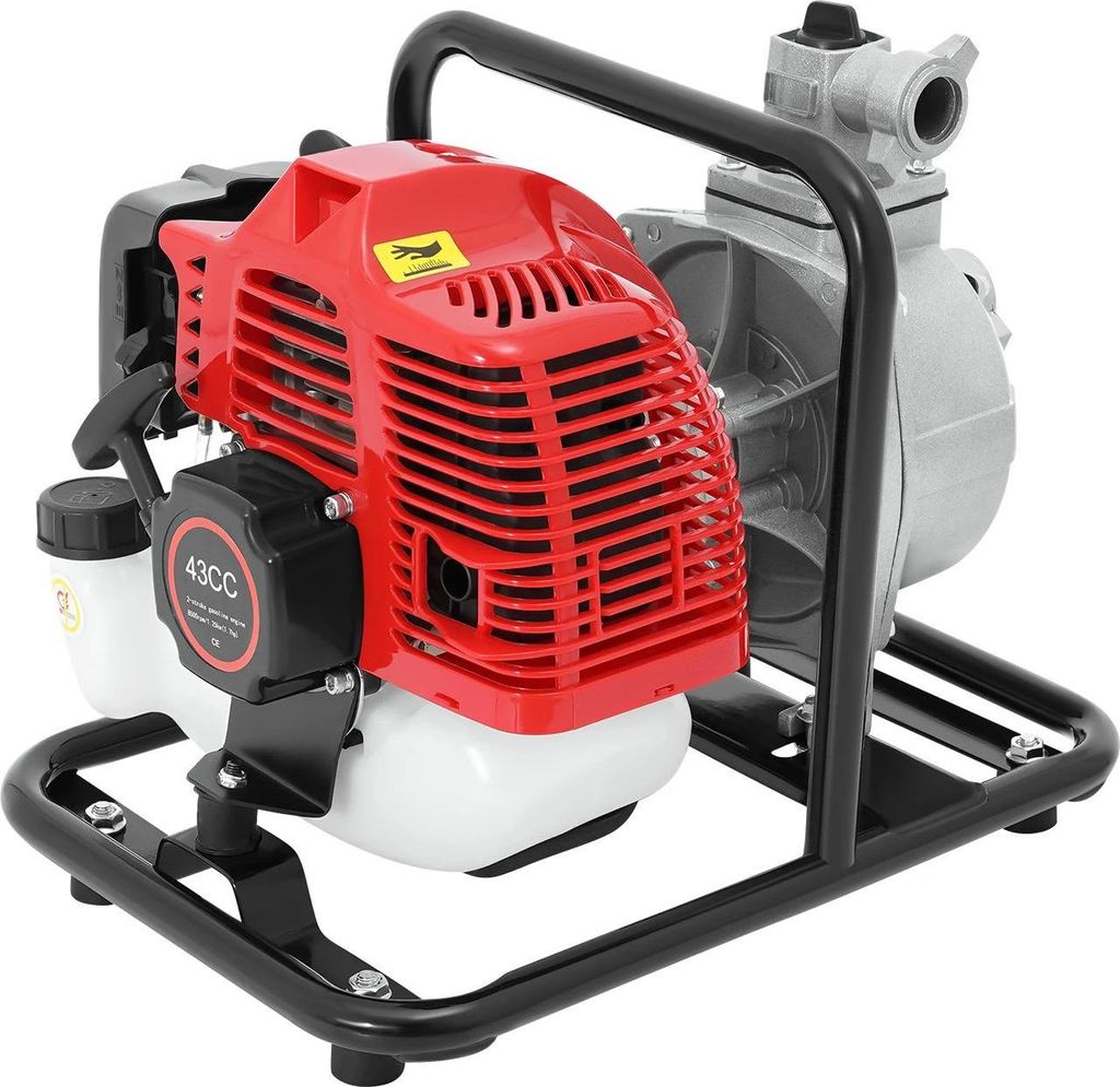 Benzin-Wasserpumpe - Tragbar 43 cm³, 1250 W - Fördermenge 10 m³/h - Förderhöhe 30 m - Für Bewässerung & Entwässerung - Rot