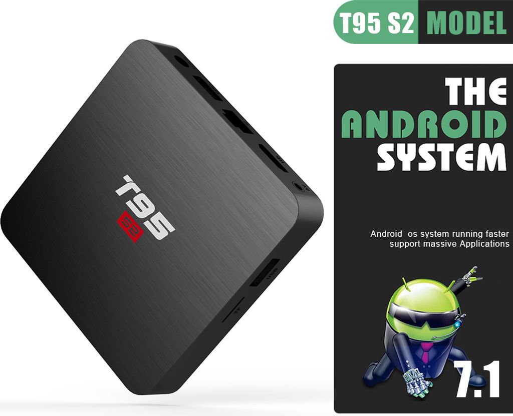T95 S2 TV BOX schwarz 2G+16 GB US Plug