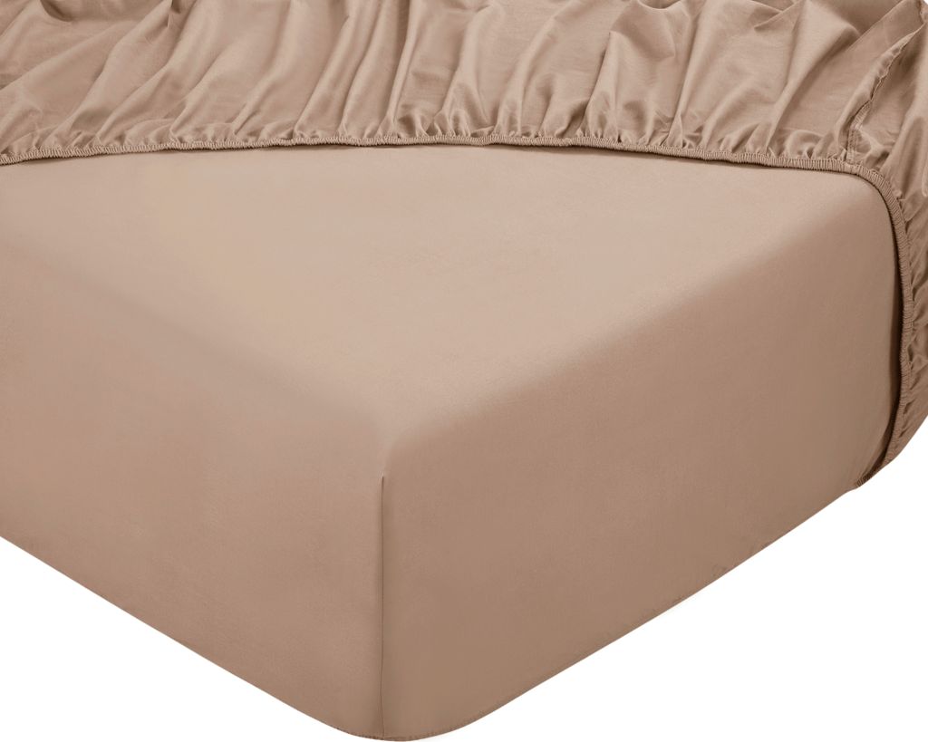 PHLOX Spannbettlaken 90x200 cm - 100% Baumwolle Satin - Fadendichte 300 - 28 cm Steg - Spannbetttuch - Beige