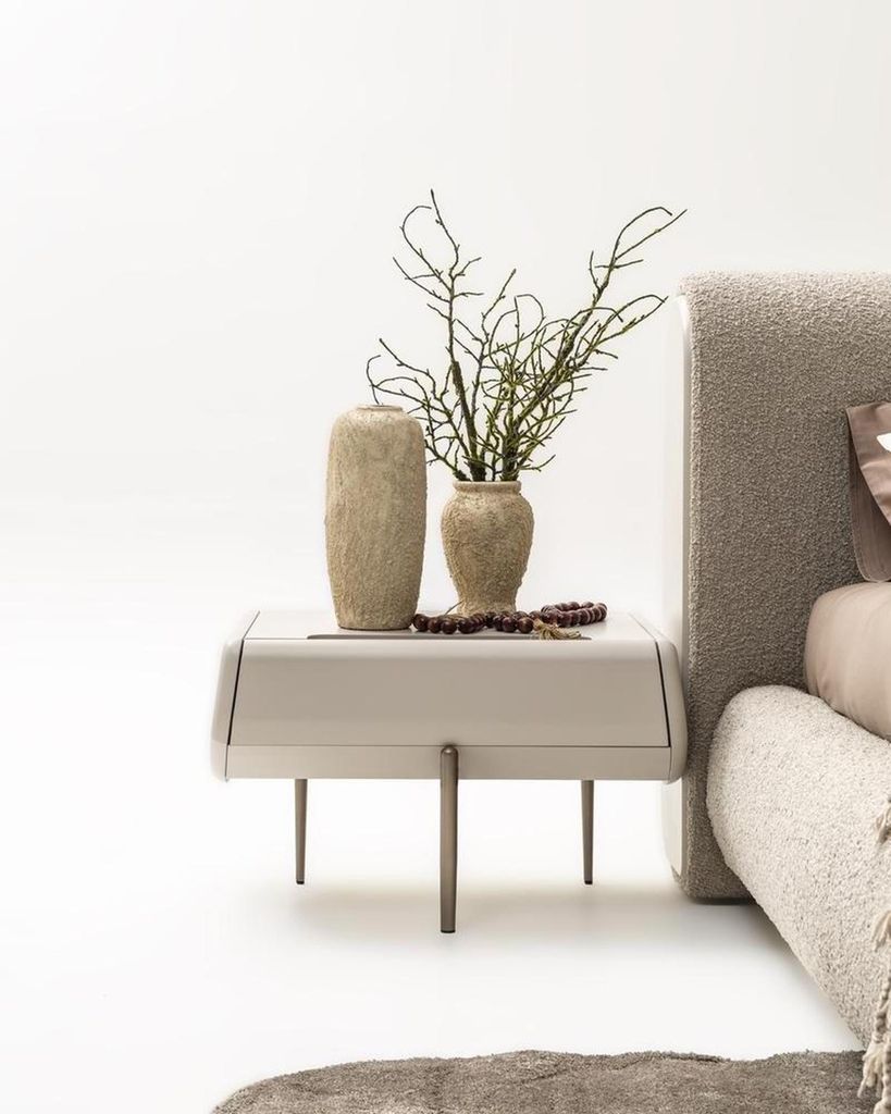 Schlafzimmer Nachttisch Beige Nachtkommode Beistelltisch Moderne Möbel