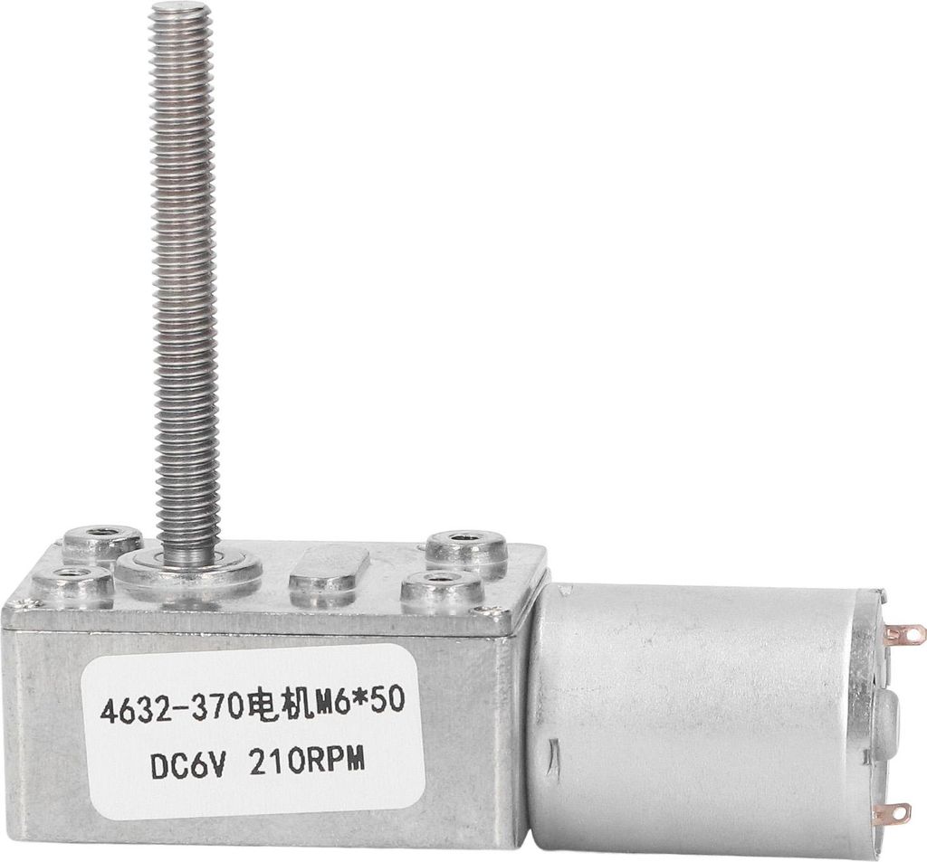 Gleichstrom-Getriebemotor mit hohem Drehmoment, Rechts-/Linkslauf, geräuscharm, Schneckengetriebe, 6 V, 210 U/min, M6 x 50 mm