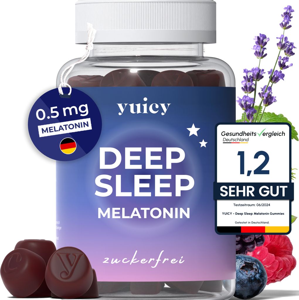 Melatonin Gummibärchen - Zum Einschlafen - Zuckerfrei & Vegan - yuicy® Deep Sleep