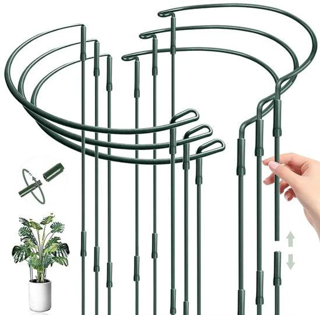 Jardinière en métal vert 25x60 cm semi-circulaire finition vintage