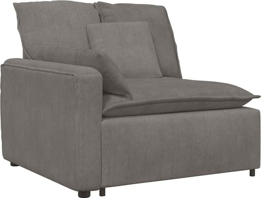 vidaXL Modulares Sofa Endmodul mit Armlehne Kissen Hellgrau 100 cm