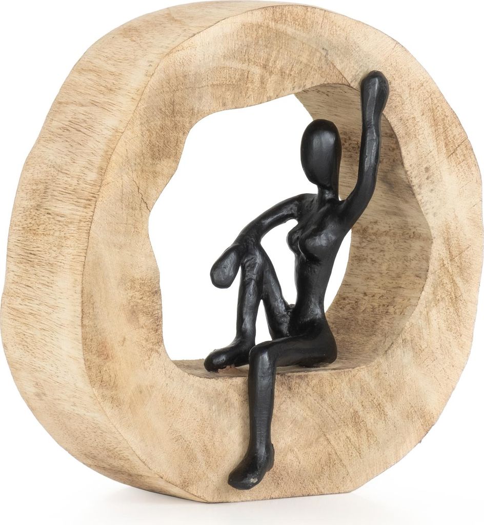 Moritz Skulptur I Frau posierend I 19,5 x 8 x 14,5 cm I Holzdeko I Skulpturen Deko I Modern I Wohnzimmer I aus Holz I Holzskulptur