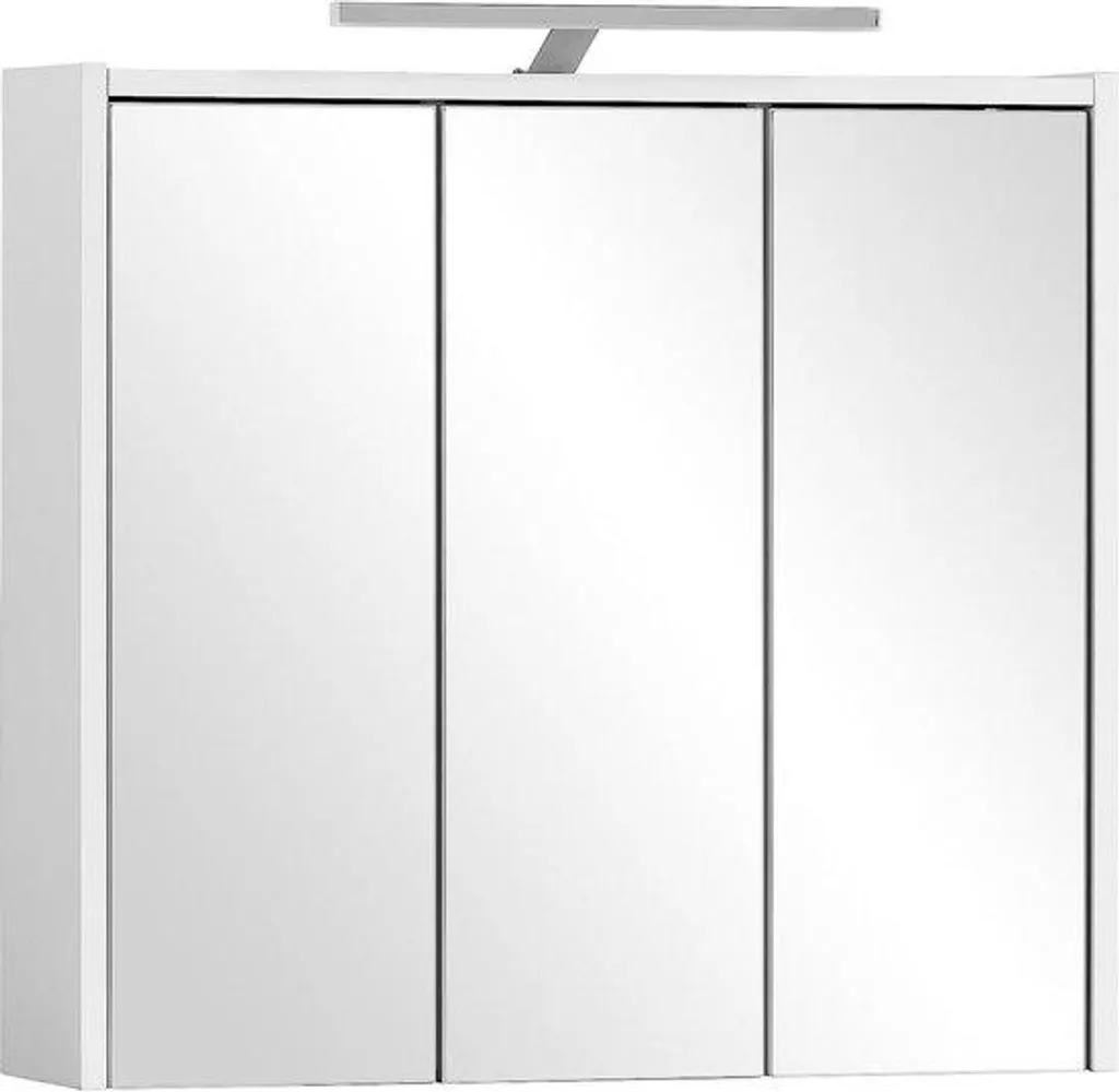 Armoire de toilette murale blanche avec miroir et étagère de rangement bois