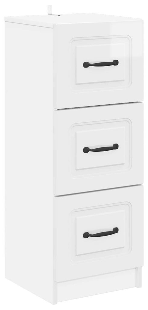 vidaXL Schubladenschrank Hochglanz Weiß 33 x 34,5 x 87 cm