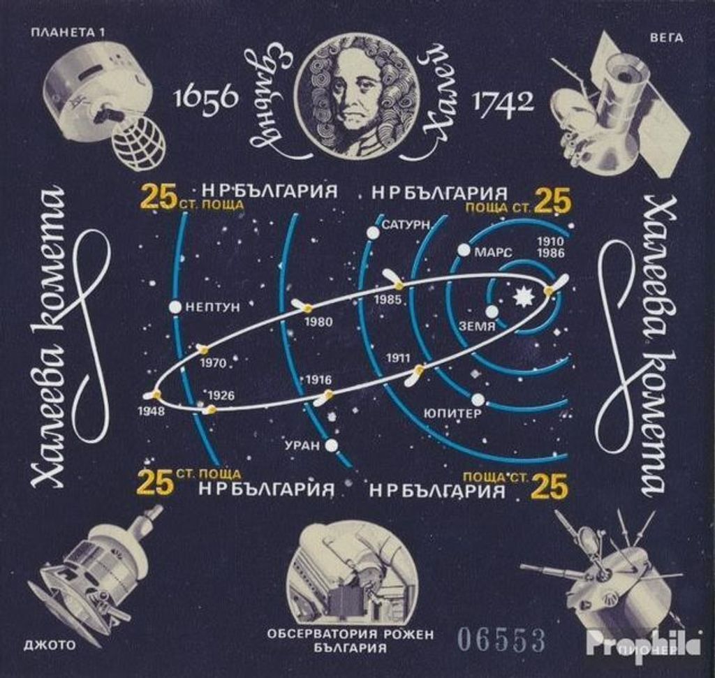 Briefmarken Bulgarien 1986 Mi Block162B (kompl.Ausg.) ungezähnt postfrisch Halleyscher Komet