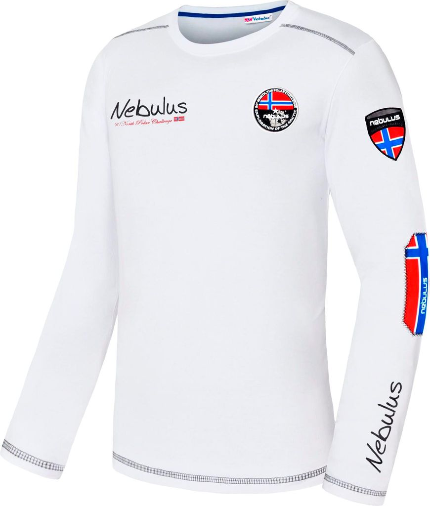 Nebulus Sweatshirt lang BOOGY Herren, longsleeve , langarmshirt , Q972 - Herren, weiß, M