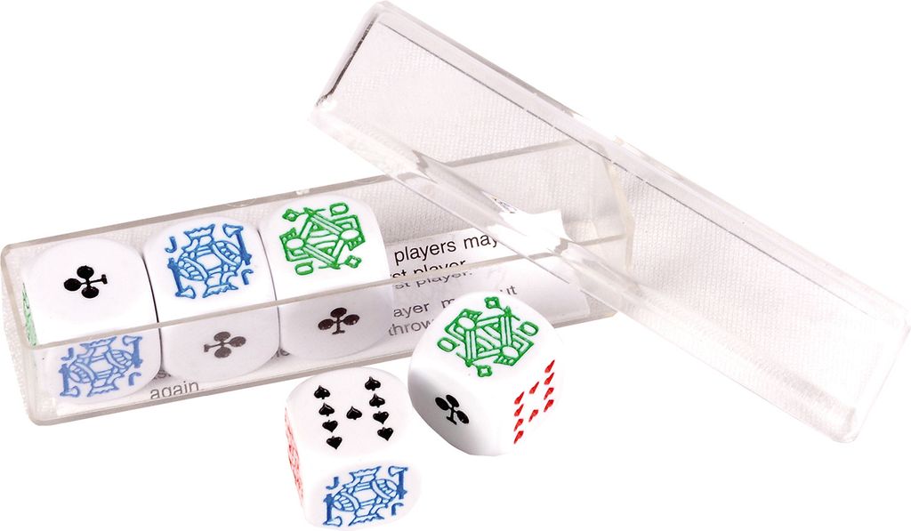 5 dobbelstenen poker 16mm in doosje