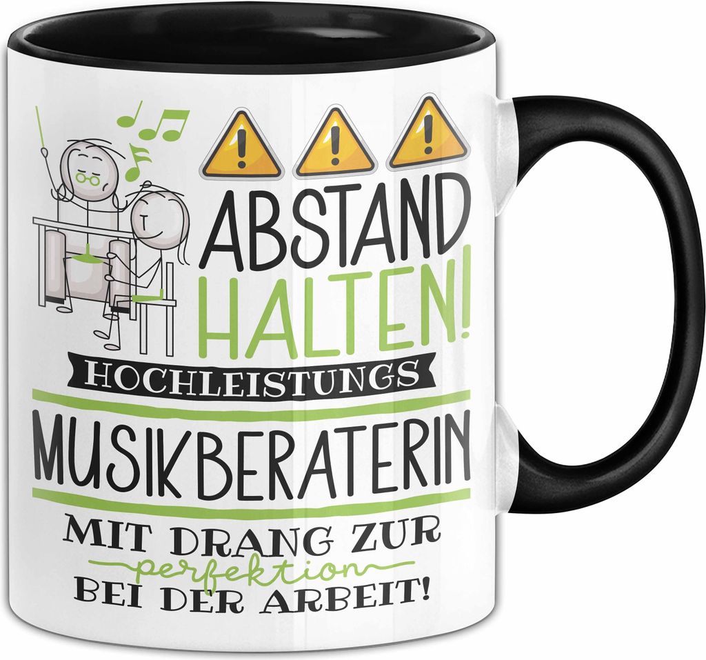 Musikberaterin Tasse Geschenk Lustig Abstand Halten Hochleistungs-Musikberaterin Mit Drang Zur Perfektion Bei Der Arbeit (Schwarz)