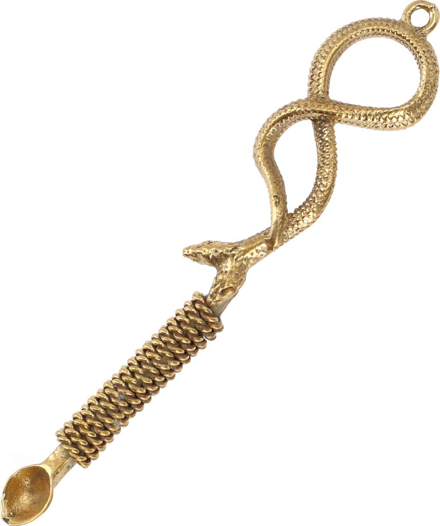 Mini Löffel, Teelöffel Schlange, Kettenanhänger Kobra - Gold, Messing, 8*0,8*0,2 cm, Kettenanhänger, Amulette, Modeschmuck
