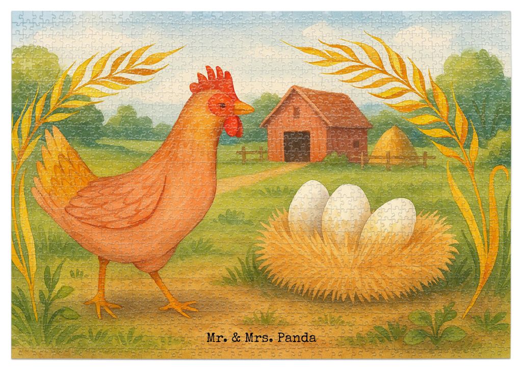 Mr. & Mrs. Panda Puzzle Huhn Stolz Design 1500 Teile - Weiß - Geschenk, Hof, 1000, Schwangerschaft, Spruch, Hahn, 300, Bauernhof, 500, Eier, 2000