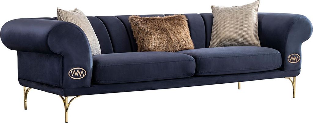 Moderne Blau-Beige Sofagarnitur Designer 3+1 -Sitzer Luxus Wohnzimmer Sessel