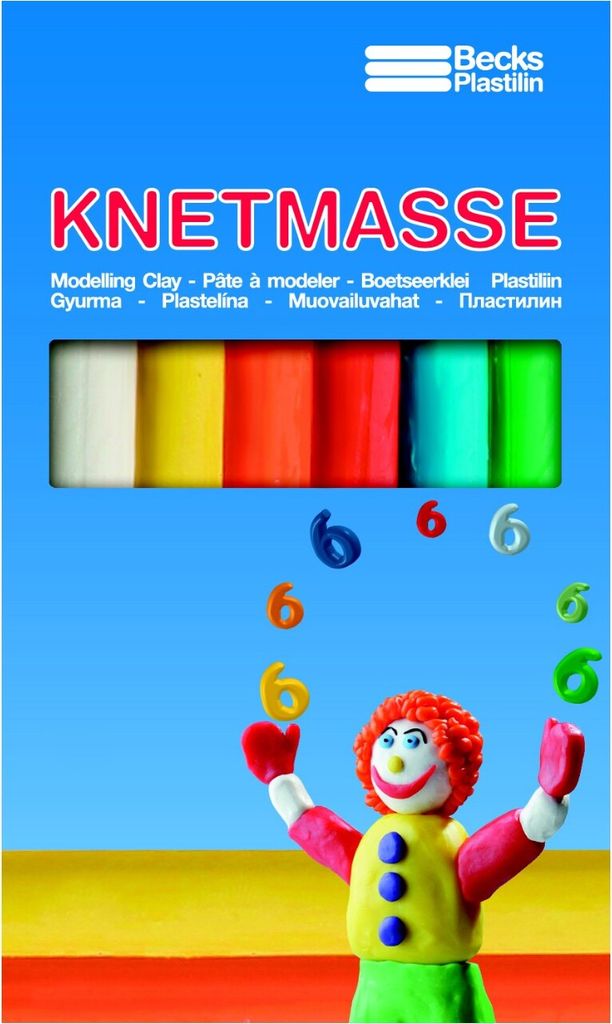 Becks Plastilin B100427 Knetmasse 135 g, Schulknete, 6 Stangen, 6 Farben, mehrfarbig (135 g)