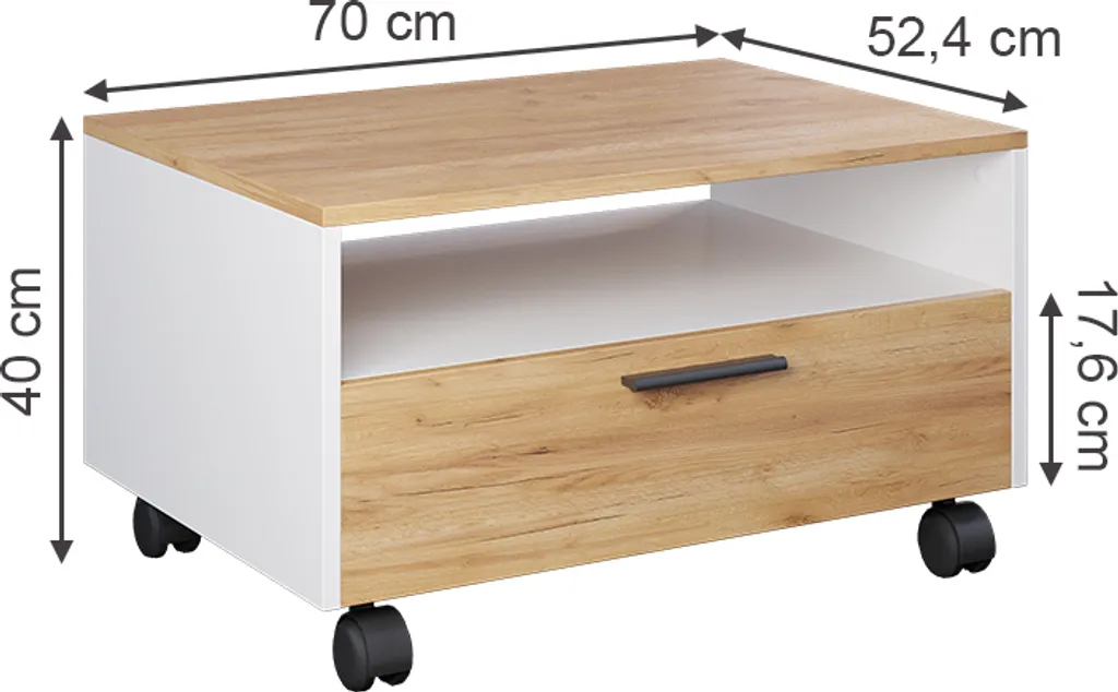 Table basse bois blanc et or Vicco Bibo - Structure robuste 70cm