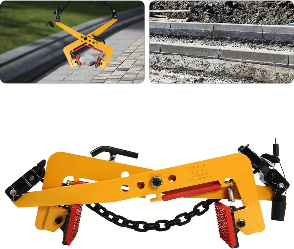 Préhenseur de dalles manuel 600 kg pour levage de pierre et bois - Jaune