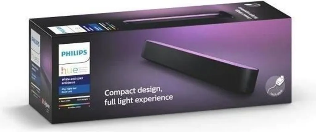 Lampada intelligente Philips Hue Play, confezione singola, nero, 16 milioni di colori, luce da calda a fredda
