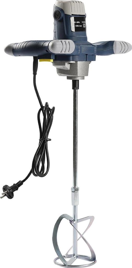 Handmörtelmischer - Rührwerk für Mörtel/Zement/Beton/Farbe - 1400 W - 0–1200 U/min - 6 Stufen - EU-Stecker - Blau