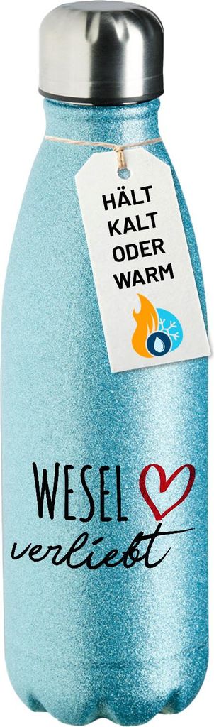Huuraa Trinkflasche Wesel verliebt 500ml Blue Edelstahl Wasserflasche Trinkflasche Geschenkidee