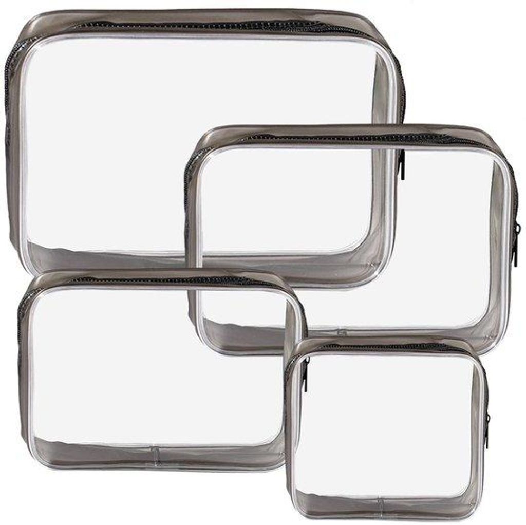 4er-Set transparente Reis-Toilettas, TSA-e Schönheitsbeutel, Flugzeugbeutel, Make-up-Taschen, wasserdichte PVC-Toilettas für Männer und Frauen (...