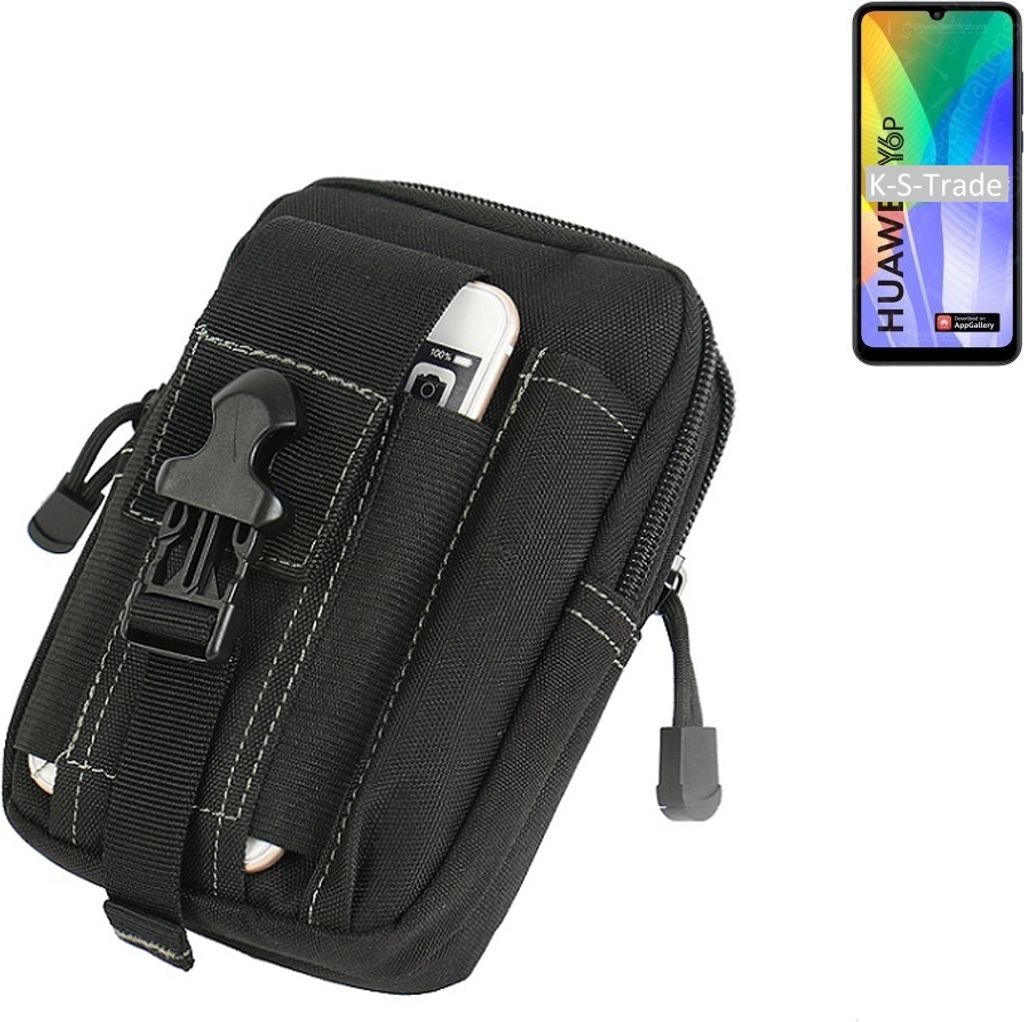 K-S-Trade Gürtel Tasche kompatibel mit Huawei Y6p Gürteltasche Holster Schutz Hülle Handy Hülle Smartphone outdoor Handy-Hülle schwarz