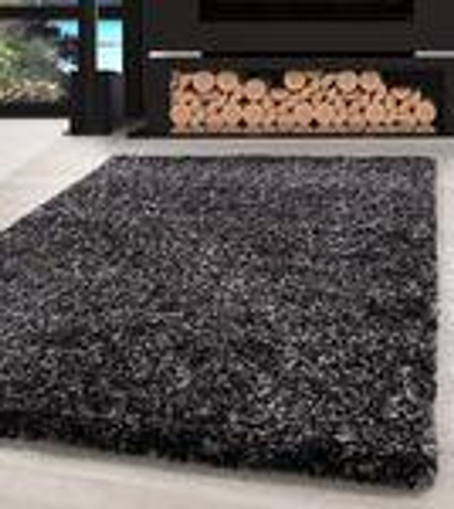 Hochflor Shaggy Teppich Meliert Design Langflor Teppich Vintage-Stil Teppich Wohnzimmer, Größe: 80 x 250 cm, Farbe: Anthrazit