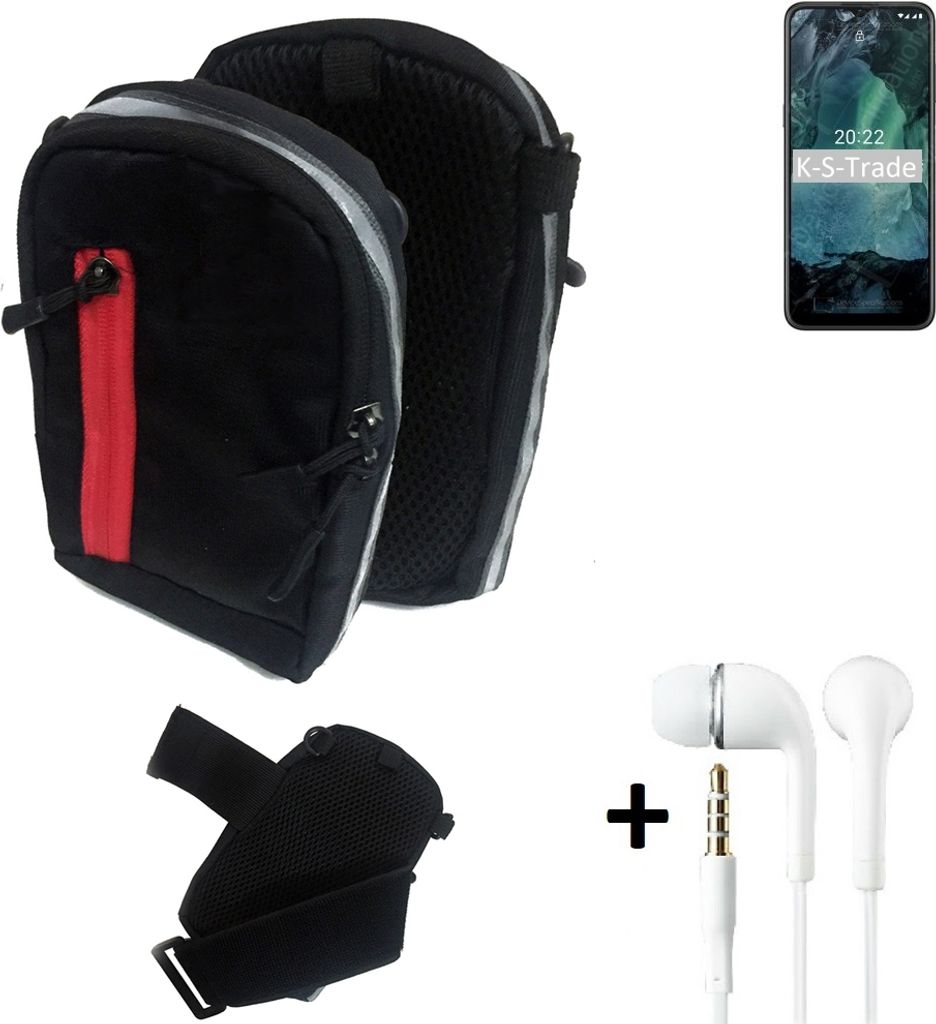 K-S-Trade Outdoor Gürteltasche Holster Umhängetasche + Kopfhörer kompatibel mit Nokia G21 schwarz Handy Tasche Case travelbag Schutzhülle