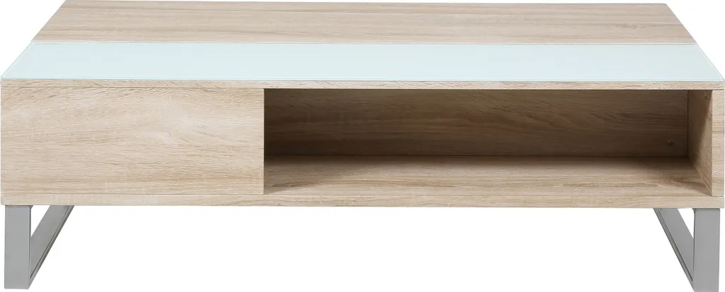 Table basse Azalea blanc et chêne Sonoma en MDF - 110x35x60 cm