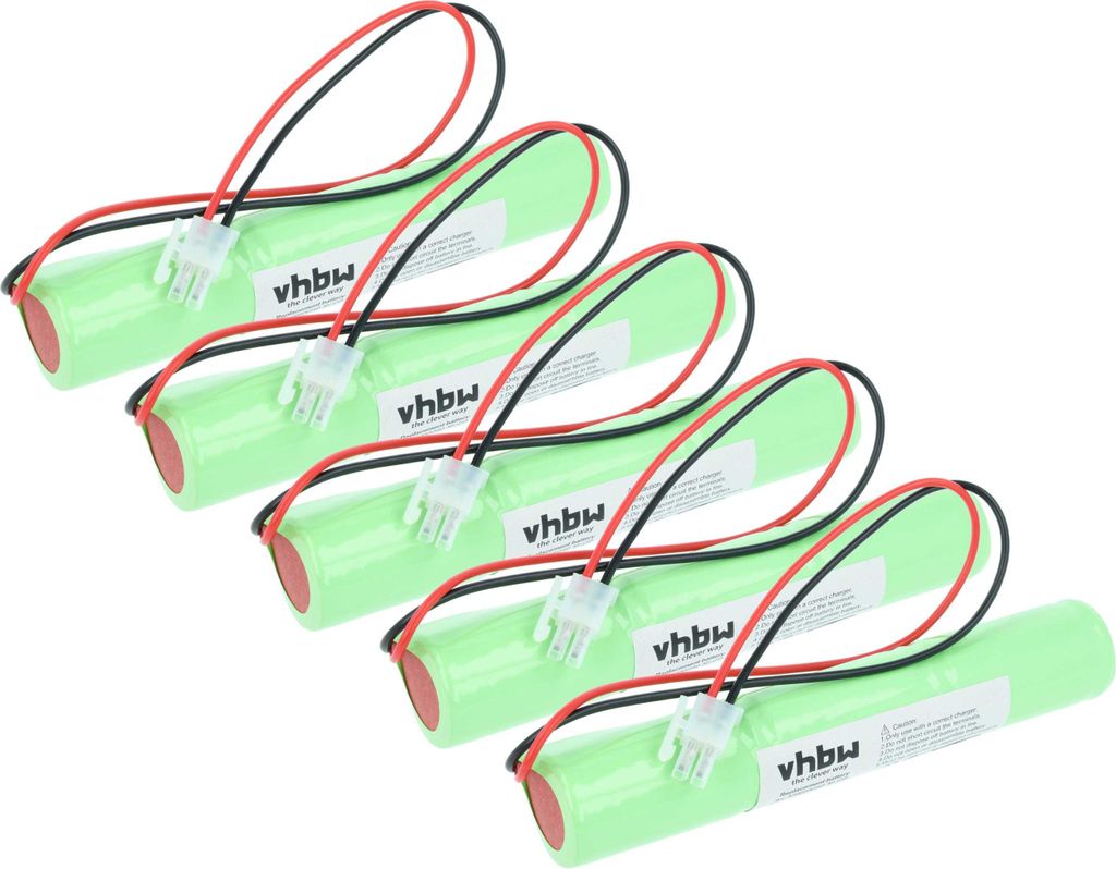 vhbw 5x Akku Ersatz für BAES 329055240 für Fluchtweg, Notfallbeleuchtung (2500 mAh, 3,6 V, NiCd)