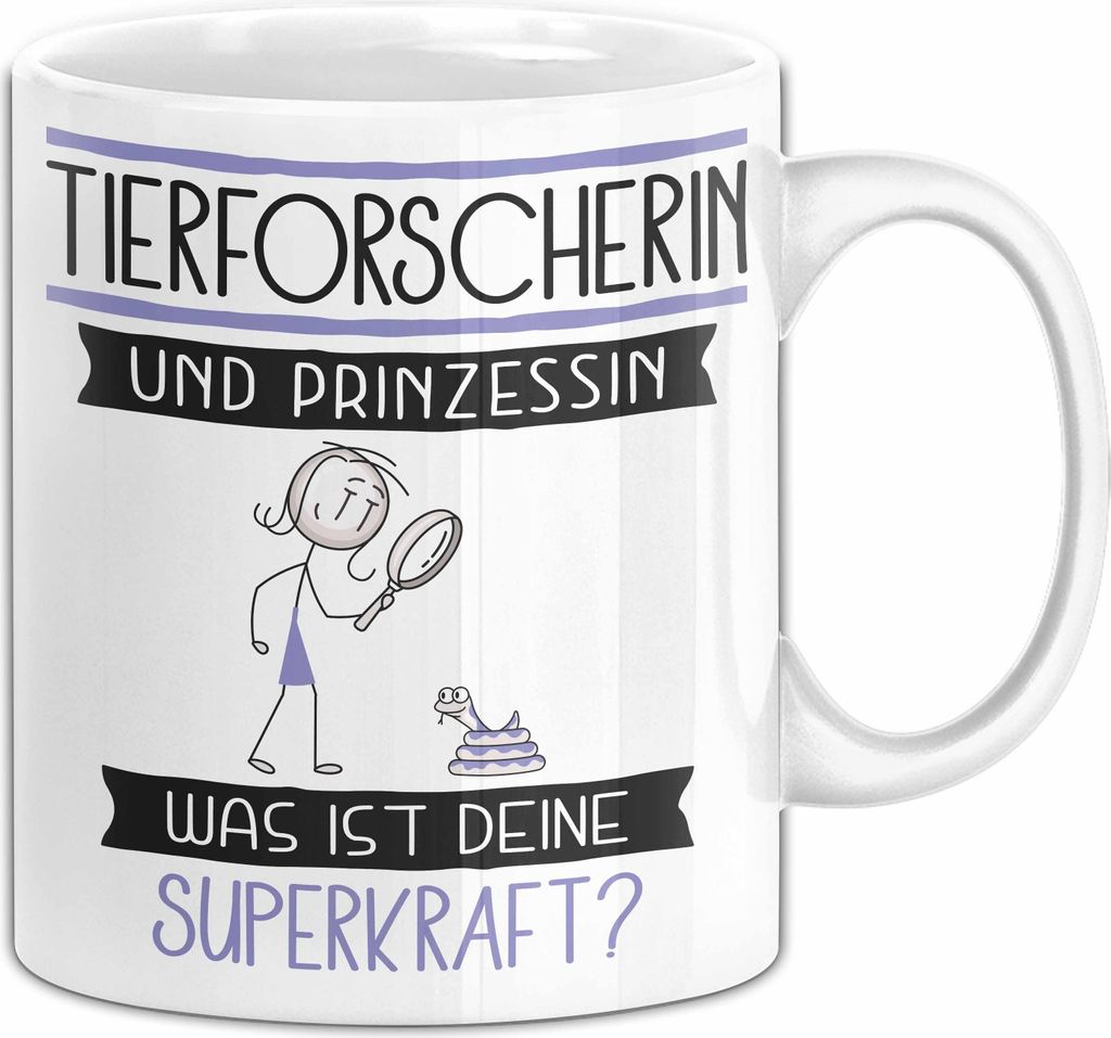 Tierforscherin Und Prinzessin Tasse Geschenk Für Eine Tierforscherin Geburtstag Was Ist Deine Superkraft (Weiß)