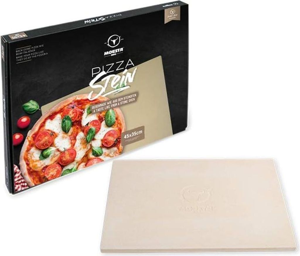 Pizzastein Nr. 1 - Quadratisch 45 x 35cm - Cordierit Naturstein - Italienische Pizza vom Grill - Ofenfest