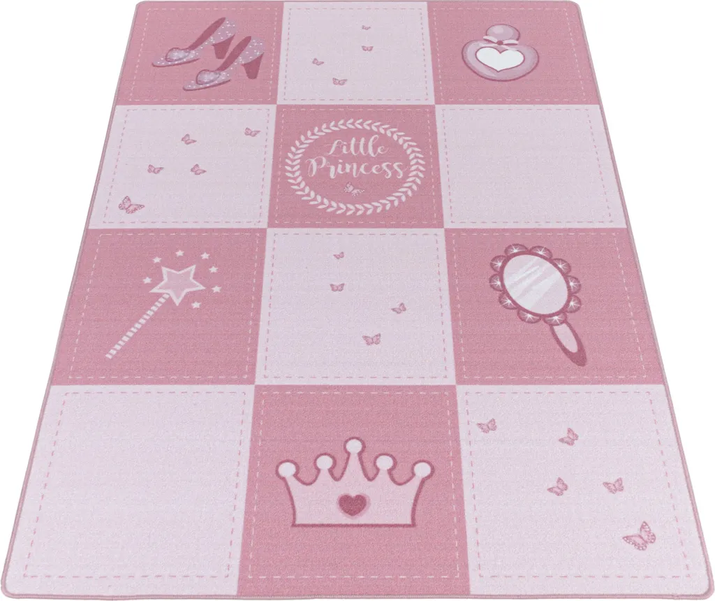 Tapis Rose Antidérapant et Lavable 80x120 cm Design Princesse Moderne