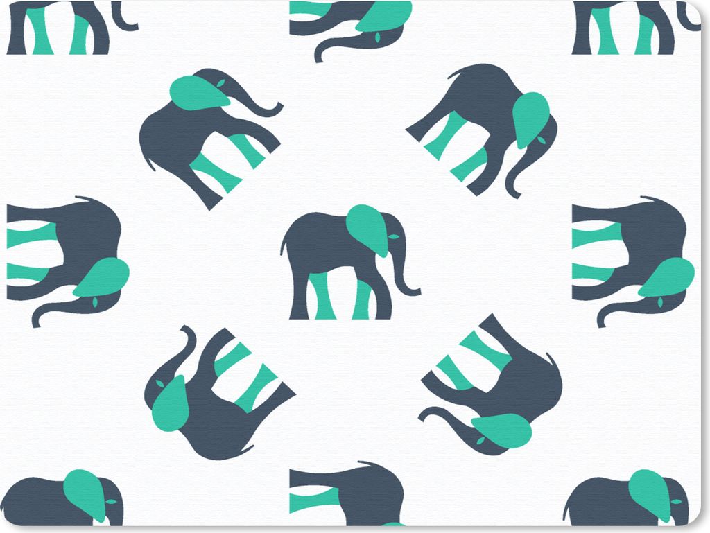 MuchoWow Mauspad Mousepad Elefant - Muster - Grün 40x30 cm - Mousepads - Maus Mat - Pad - Mausunterlage - Anti Rutsch
