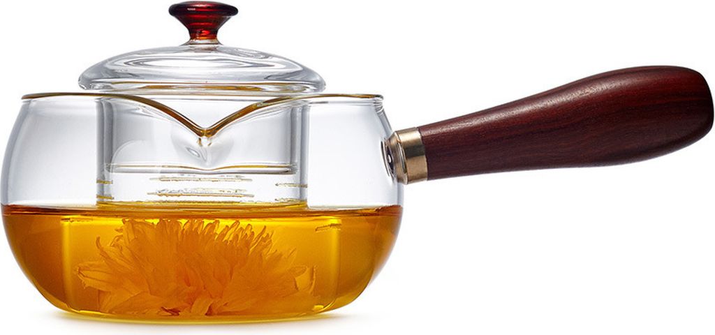 Rotierende Teekanne aus Glas mit Teesieb 500ml tragbare transparente