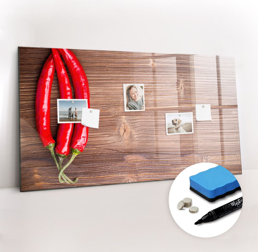 Magnetpinnwand Memoboard - Zubehörsatz - Schwarzer Marker + Schwamm + Magnete - 120 x 60 cm - Pfeffer