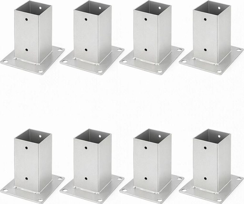 Izrielar Aufschraubhülse 70x70 mm Pfostenträger, 8er Set Pfostenschuh für Vierkant- & Holzpfosten, Bodenhülse für Zaun, Carport & Pergola